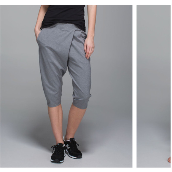 Lululemon Pants Womens 6 Heathered Gray Retreat Yogi Crop Loose Vented Crossover - Picture 1 of 11